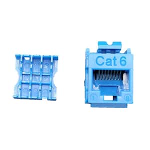 CAT6 Unshielded Punch Down Keystone Jack with Tool in Blue (10-Pack)