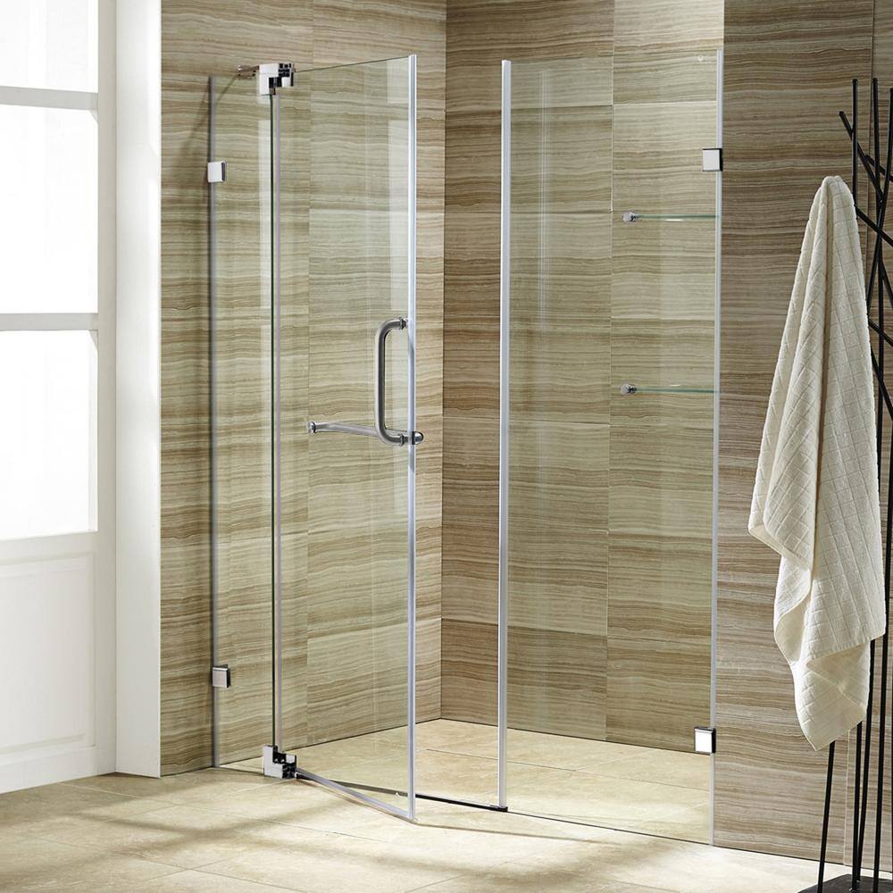 Pirouette 60" Frameless Shower Door with Clear Glass and Nickel Hardware