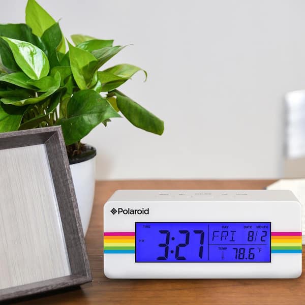 Polaroid White Digital Clock with Indoor Temperature