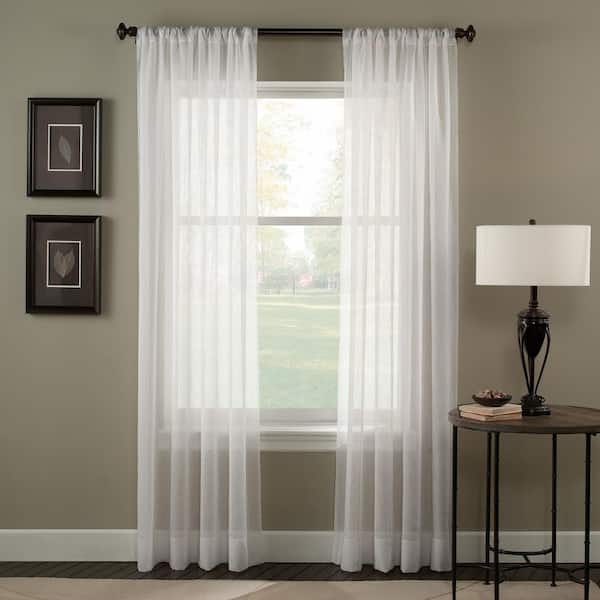 Curtainworks Trinity Crinkle Voile Winter White 51 in. W x 144 in. L Rod  Pocket Curtain Panel 1Q804104WI - The Home Depot