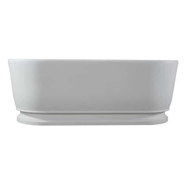 Barclay Products Larissa 63 in. Stone Resin Flatbottom Oval Bathtub in Glossy White