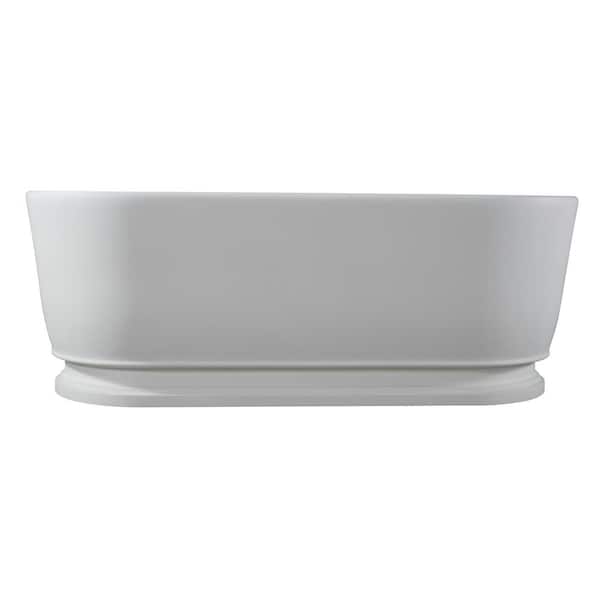 Larissa 63 in. Stone Resin Flatbottom Oval Bathtub in Matte White