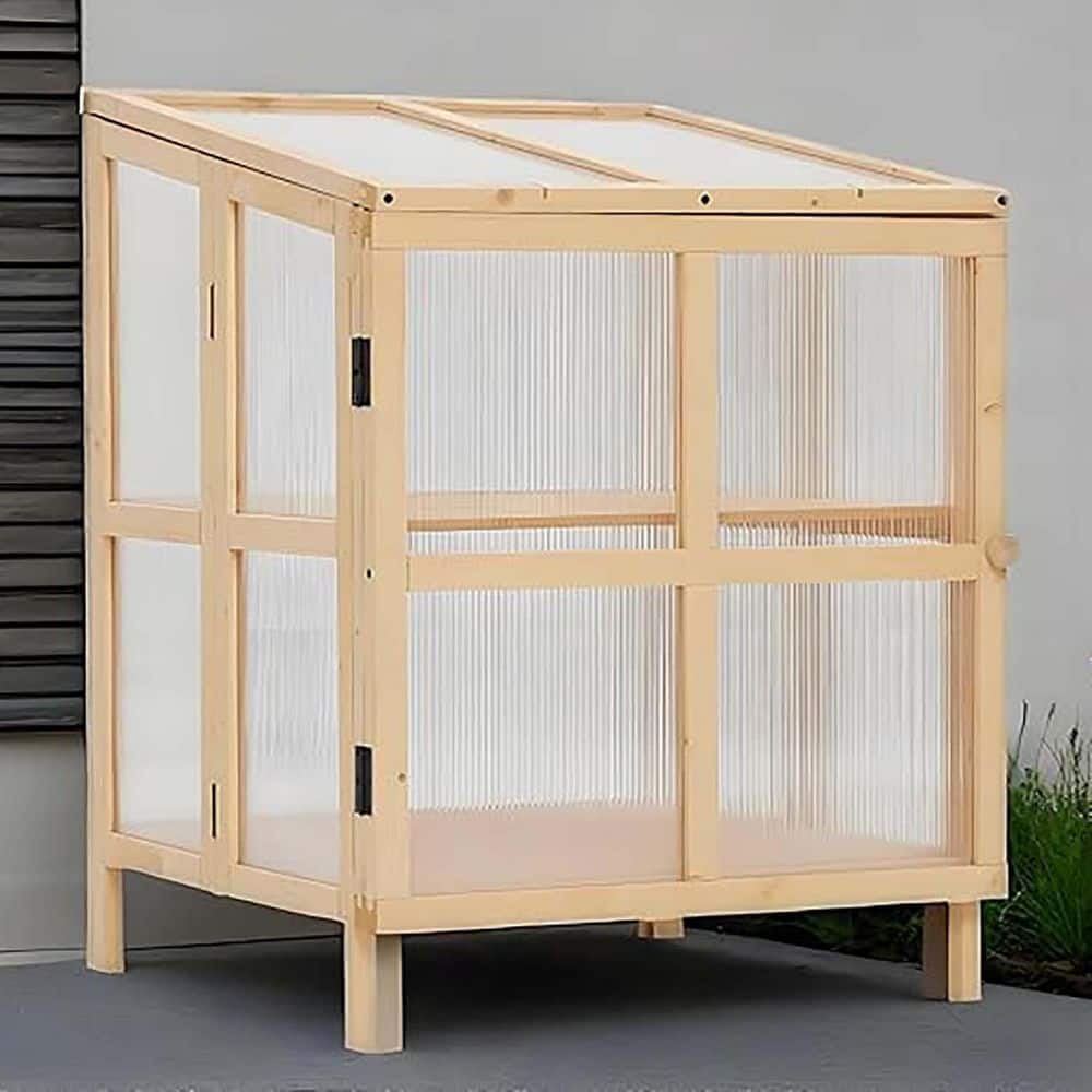 23.6 in. W x 24.4 in. D x 31.7 in. H Natural Wood Greenhouse, Foldable Cold