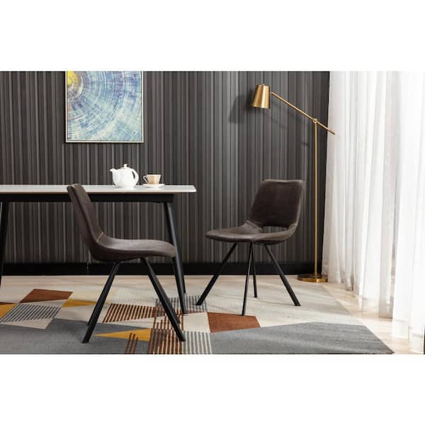 Clermont Black Synthetic Leather Midcentury Dining Accent Chair (Set of 2)