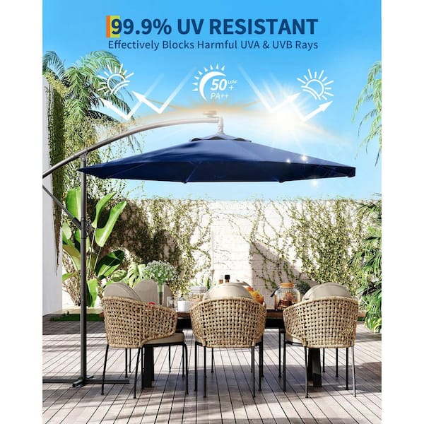 10 ft. 360 Rotation Cantilever Offset Patio Umbrella in Navy Blue with  Tilt Adjustment and Cross Base ATYPPG_334MEG7C - The Home Depot