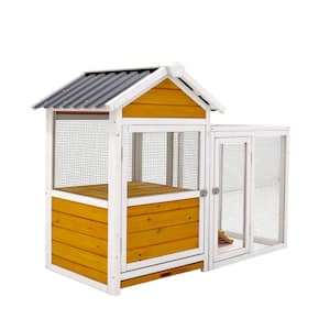 Outdoor Fir Chicken Coop Duck House Rabbit Hutch with Nesting Boxes and PVC Roofing
