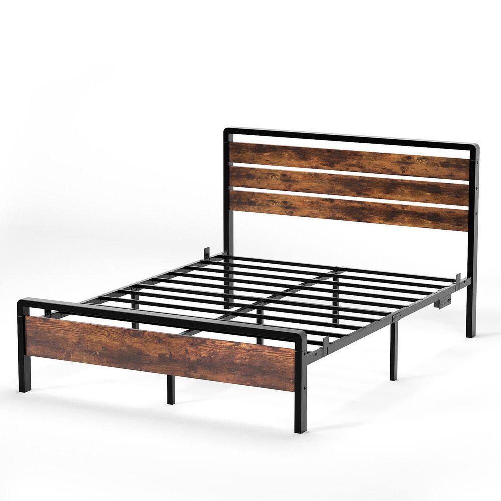Brown Metal Frame King Platform Bed with LED Lighting USB Port price history on PriceWatchPro