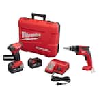 M18 FUEL SURGE 18V Lithium-Ion Brushless Cordless 1/4 in. Hex Impact Driver Kit W/M18 Drywall Screw Gun