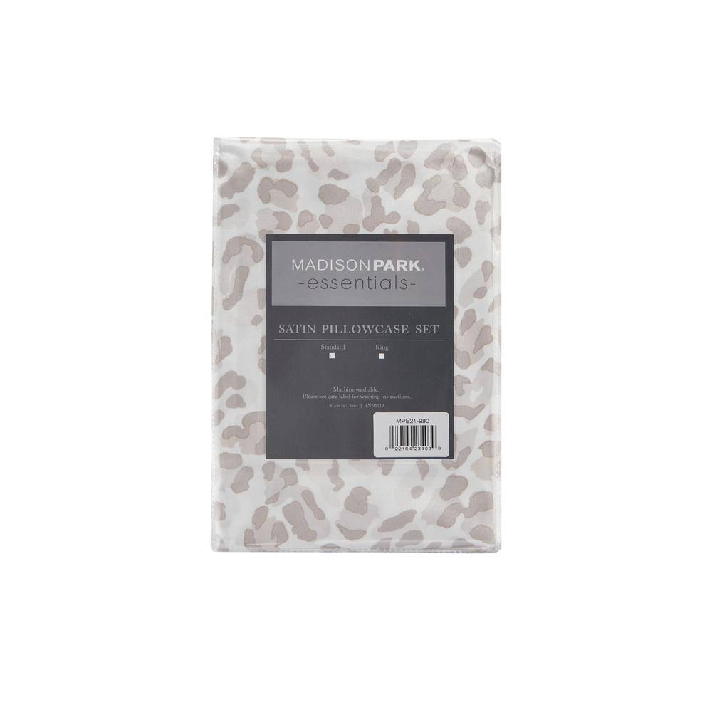 Taupe Leopard Satin Standard Pillowcase Set