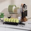 Costway Silver and Black Drying Dish Rack Detachable 2 Tier Dish