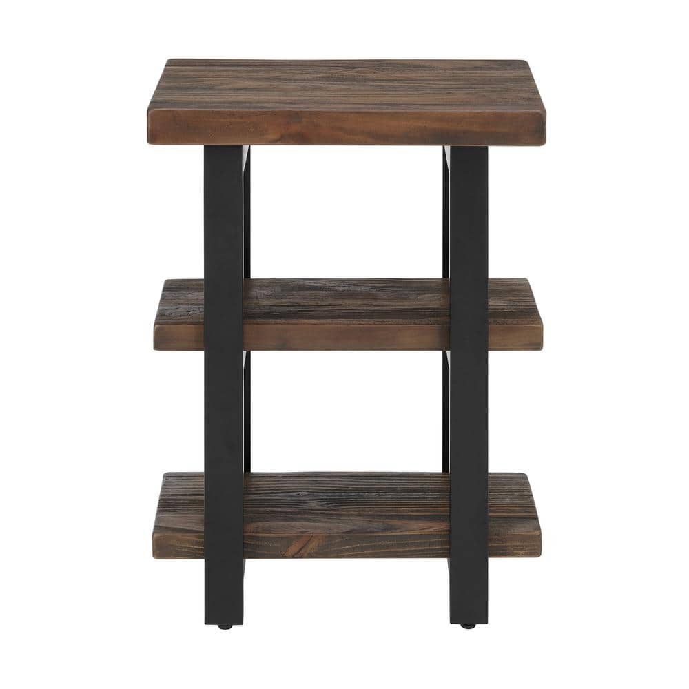 Pomona Rustic Natural 18.5" Reclaimed Wood and Metal End Table