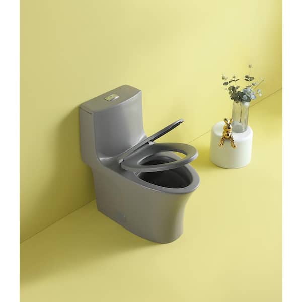 Abruzzo One-Piece Toilet 1.1 GPF/1.6 GPF Dual Flush Elongated Toilet with Soft Closing Seat in Glossy White