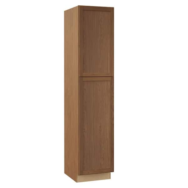 Hampton Bay Sinclair 18 in. W x 24 in. D x 90 in. H Assembled Pantry Cabinet in Shaker Saddle Oak