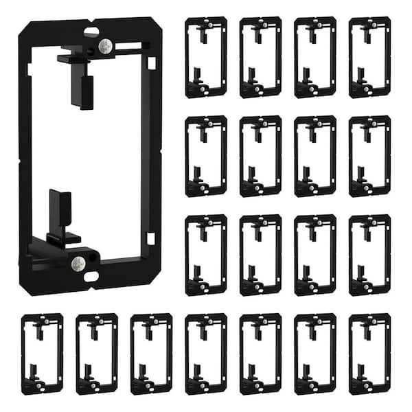 1 Gang Black Low Voltage Mounting Bracket, Adjustable Wall Plate Bracket for Cables, HDMI, Coax, 20 Pack