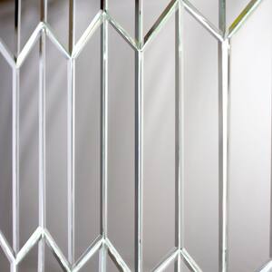 Reflections Silver Beveled Chevron 3.75 in. x 11.75 in. x 0.2 in. Glass Mirror Peel and Stick Tile (16.2 sq. ft./Case)