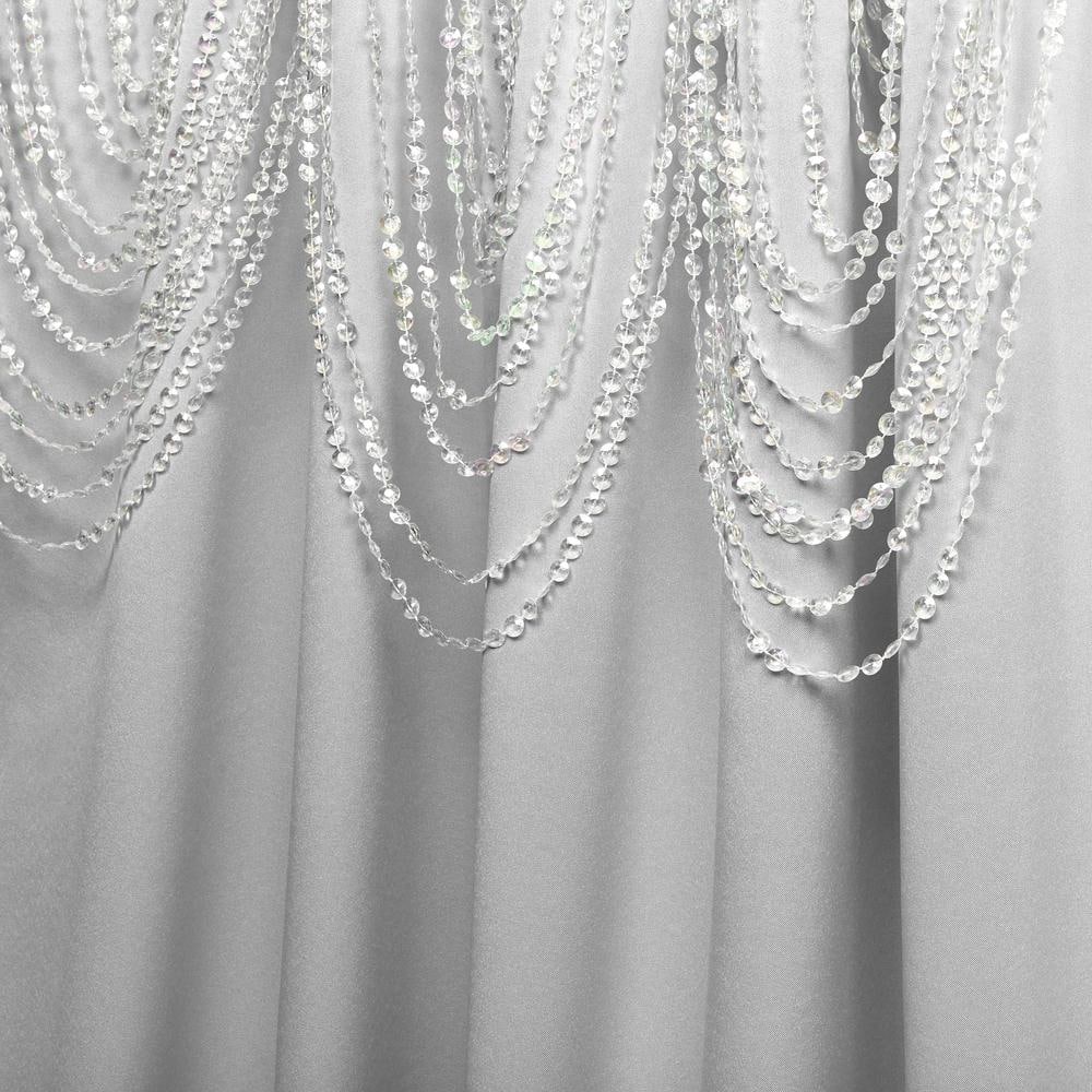 Silver Polyester Room Darkening Pleated Curtain Panels