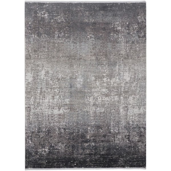3 ft. x 5 ft. Gray and Black Abstract Area Rug