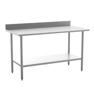 Stainless Steel Metal 60 in. Kitchen Prep Table with Shelf