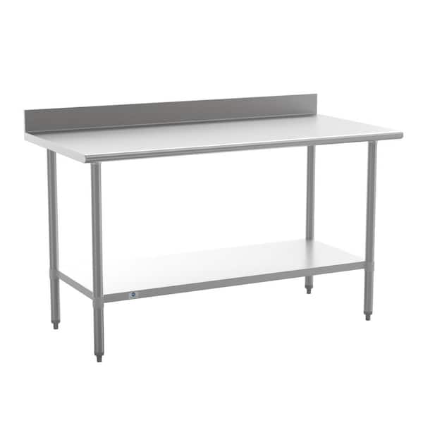 Carnegy Avenue Stainless Steel Metal 60 in. Kitchen Prep Table with Shelf
