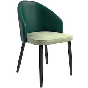 Paradiso Dining Chairs Fabric Seat Curved Back in Black Solid Wood Legs Contemporary Side Chairs in Green/Light Grey