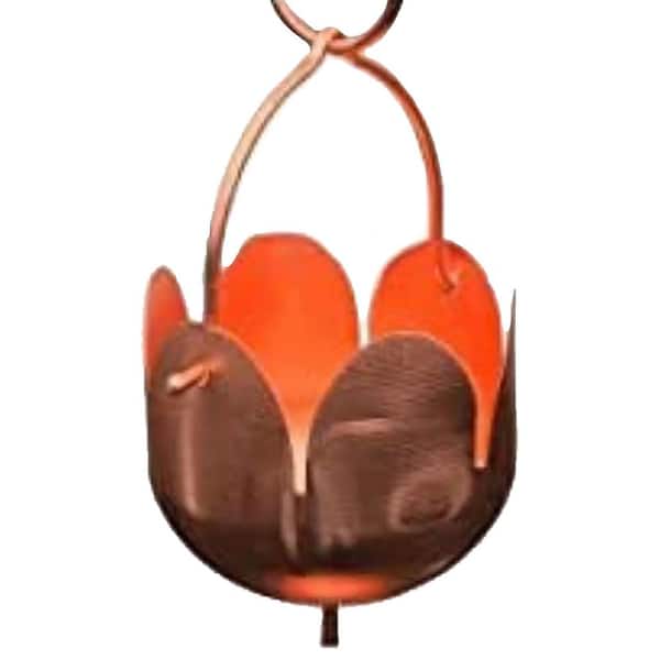 Pure Copper Garden Rain Chain Lotus Design 8.5 ft. Length Functional Decor Replacement for Gutter Downspouts