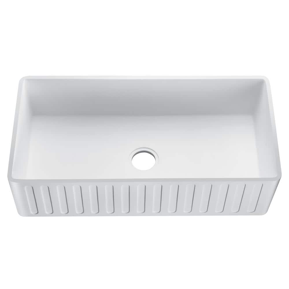 Roine Reversible Farmhouse Apron Front Solid Surface Man Made Stone 33 in. 