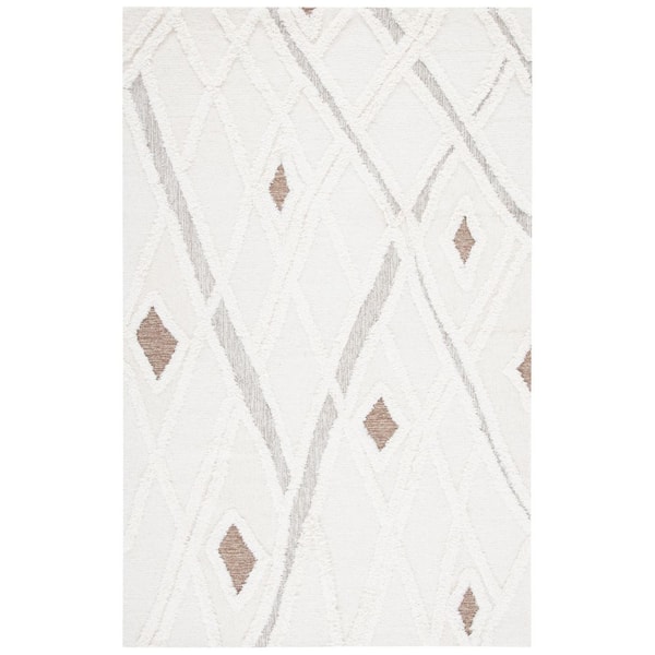 SAFAVIEH Casablanca Ivory/Brown 6 ft. x 9 ft. Abstract High-Low Area Rug