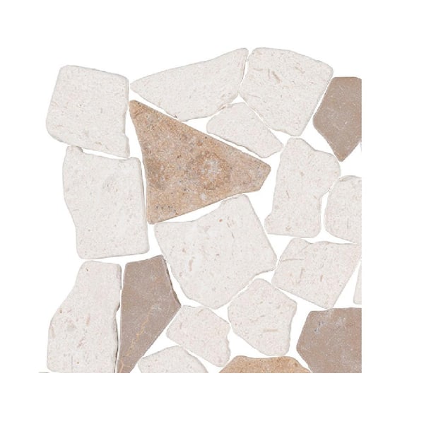 Take Home Tile Sample - Lakeshore Pebble Cream 4.5 in. x 4.5 in. Honed Marble Mosaic