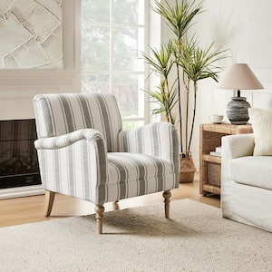 Hallstatt Retro Color Grey Classic Wooden Upholstery Accent Arm Chair with Wood Base