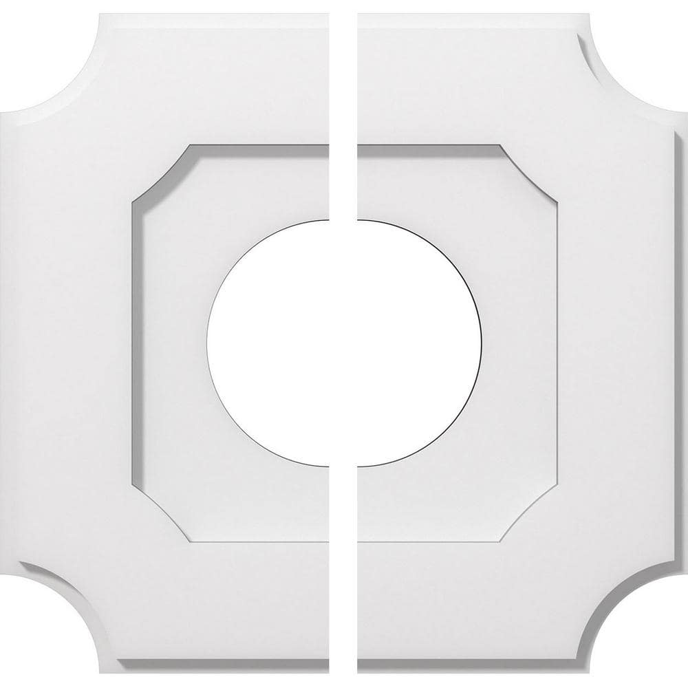 16" White PVC Contemporary Ceiling Medallion, Two-Piece