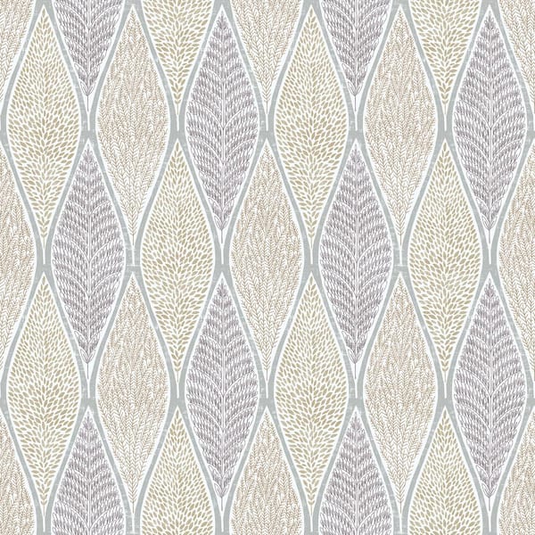 Unbranded Nordic Elements Grey Teardrop Leaves Metallic Finish Non-Pasted Non-Woven Wallpaper Sample