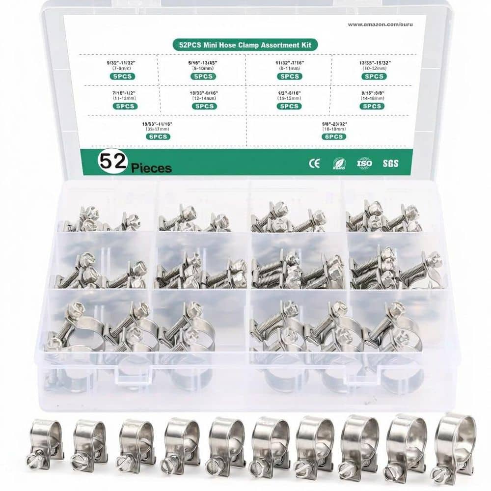 52pcs Fuel Line Hose Clamp Assortment Kit 304 Stainless Steel Mini Adjustable Clamps for Automotive Diesel Petrol Pipe price history on PriceWatchPro