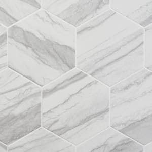 Macauba Hex Gray 10.15 in. x 11.41 in. Matte Porcelain Floor and Wall Tile (10.76 sq. ft./Case)