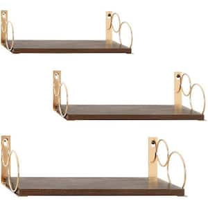 3-Piece Set Wall-Mounted Rack, Floating Shelf, Suitable For Living Room, Bedroom And Bathroom, Brown