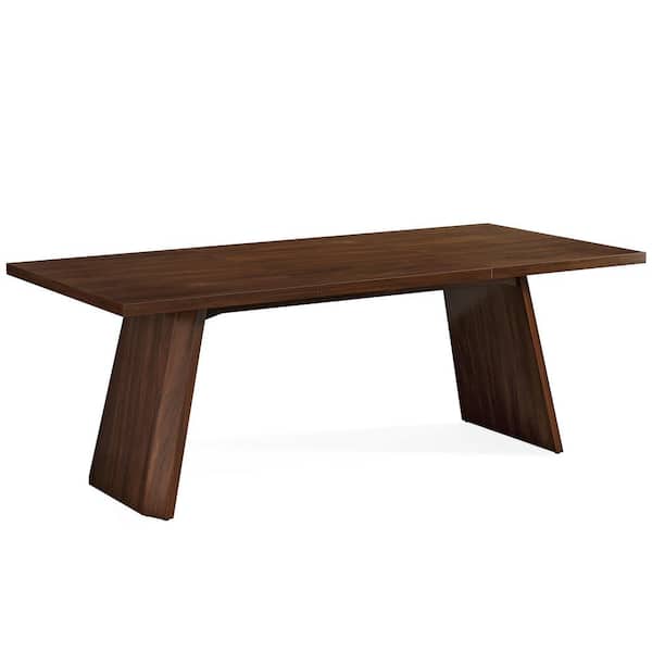 BYBLIGHT Roesler 70 in. Brown Wood Dining Rable for 6-8 People