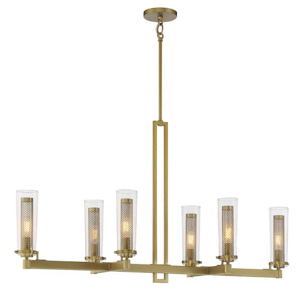 Minka Lavery Emmerham 6-Light Soft Brass Island Chandelier with Clear Glass Shades