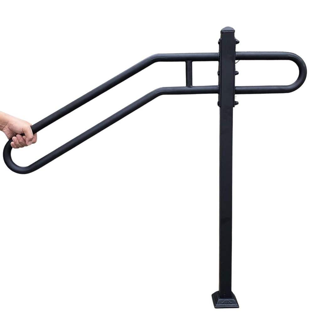 31.5-9.5 L x 35.5 H Wrought Iron Single Post Outdoor Stair Handrail for 1-3 Steps Porch Garage Entrance Black price history on PriceWatchPro