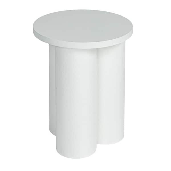 Arlo 15.8 in. White Round 3-Column Wood End Table