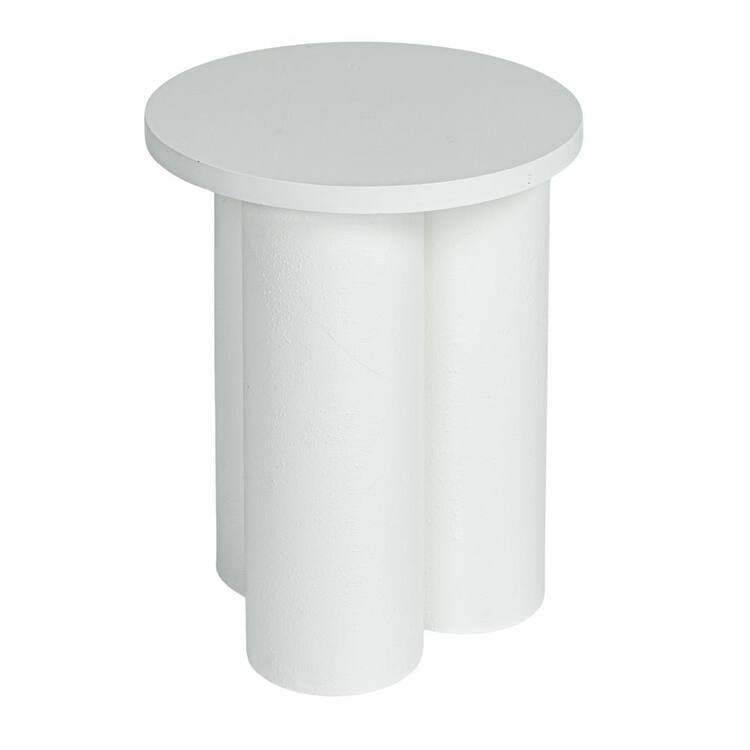 Storied Home Arlo 15.8 in. White Round 3-Column Wood End Table