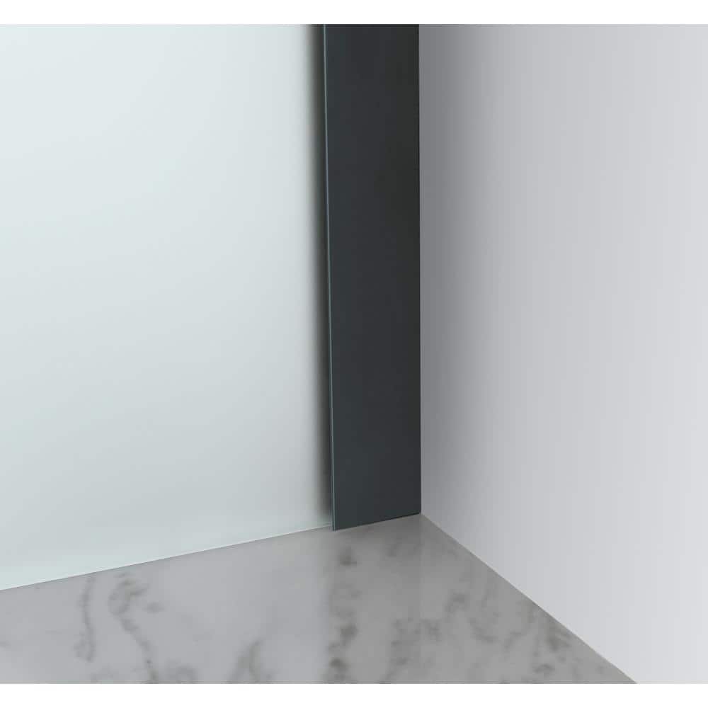 Langham XL Matte Black Frameless Sliding Shower Enclosure with Frosted Glass