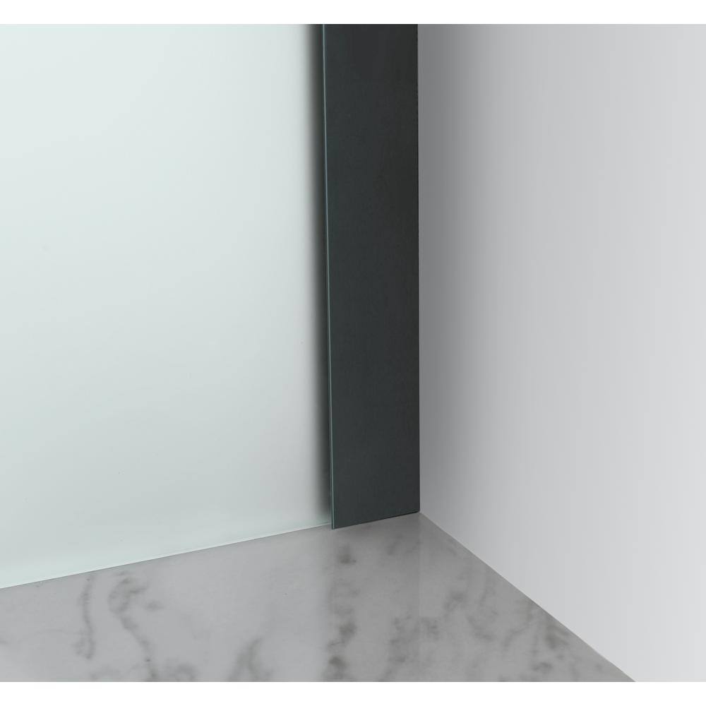 Langham XL Matte Black Frameless Sliding Shower Enclosure with Frosted Glass