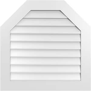 32 in. x 32 in. Octagonal Top Surface Mount PVC Gable Vent: Decorative with Standard Frame