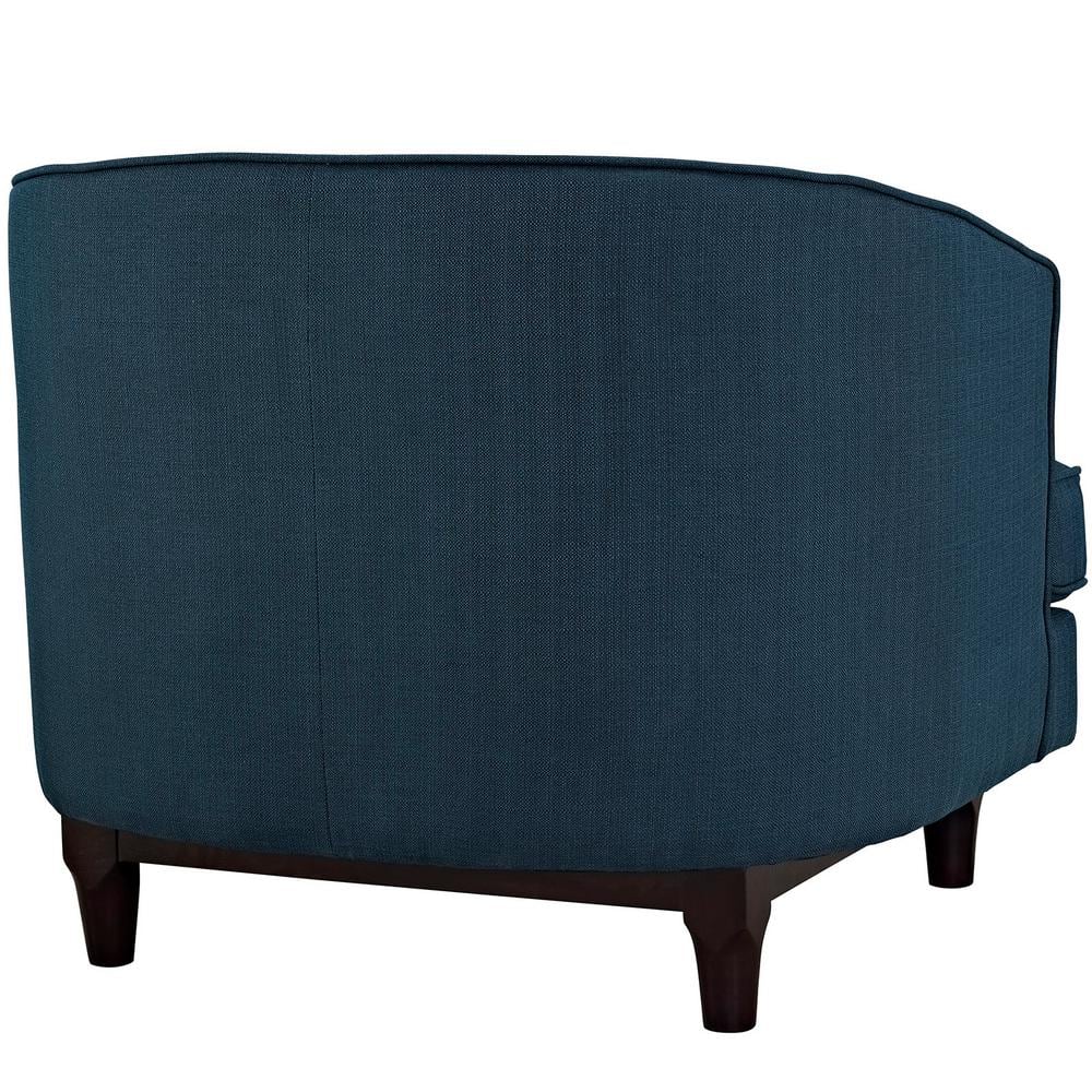 Azure Barrel Wood Armchair with Deep Button Tufting