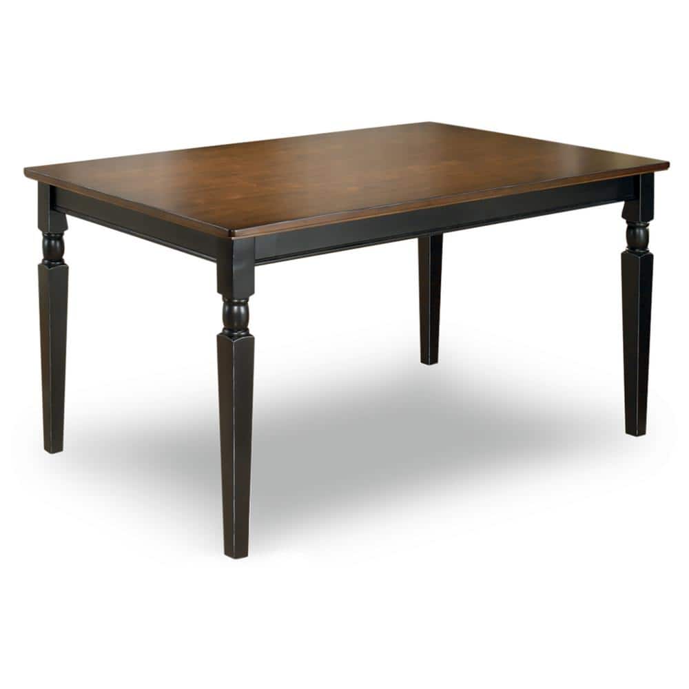 Farmhouse Chic Black & Brown Wood Rectangular Dining Table