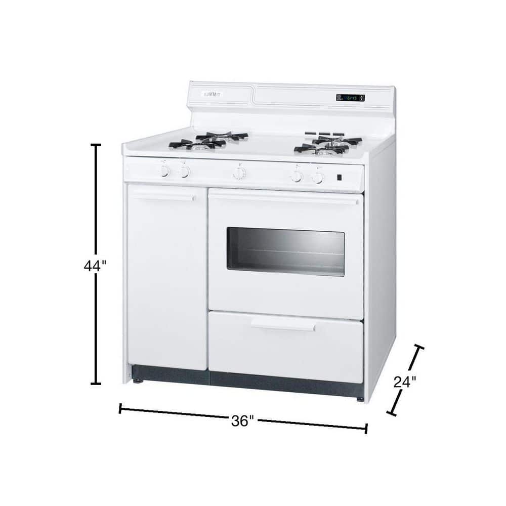 36" White Porcelain Gas Range with Storage and Oven Window