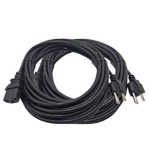 25 ft. 18AWG/3 Conductors Universal AC Power Cord UL Approved NEMA 5-15P to C13 Indoor/Black 2-Pack