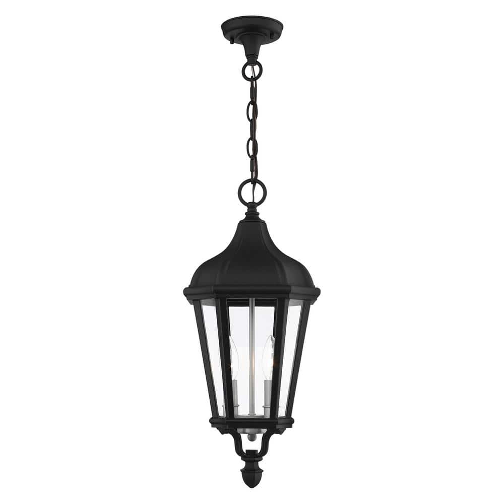 Morgan 2 Light Textured Black Outdoor Pendant Lantern