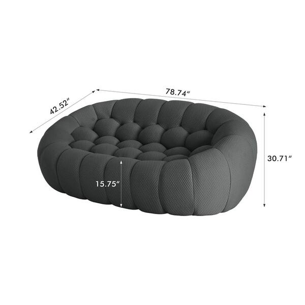Magic Home 79 in. W Armless 2-Seater Bubble Couch Floor Sofa Mesh