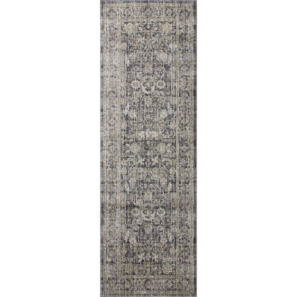 Jean Stoffer Katherine Midnight / Tobacco 2 ft. 7 in. x 8 ft. Traditional Runner Rug