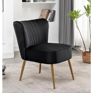 Us pride furniture Sauter 23.2 in. Wide Mid-Century Modern Black Microfiber Accent Chair (Set of 1)